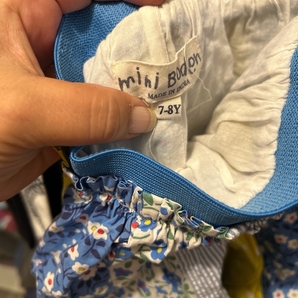 Mini Boden Blue and White Kids Floral Bag